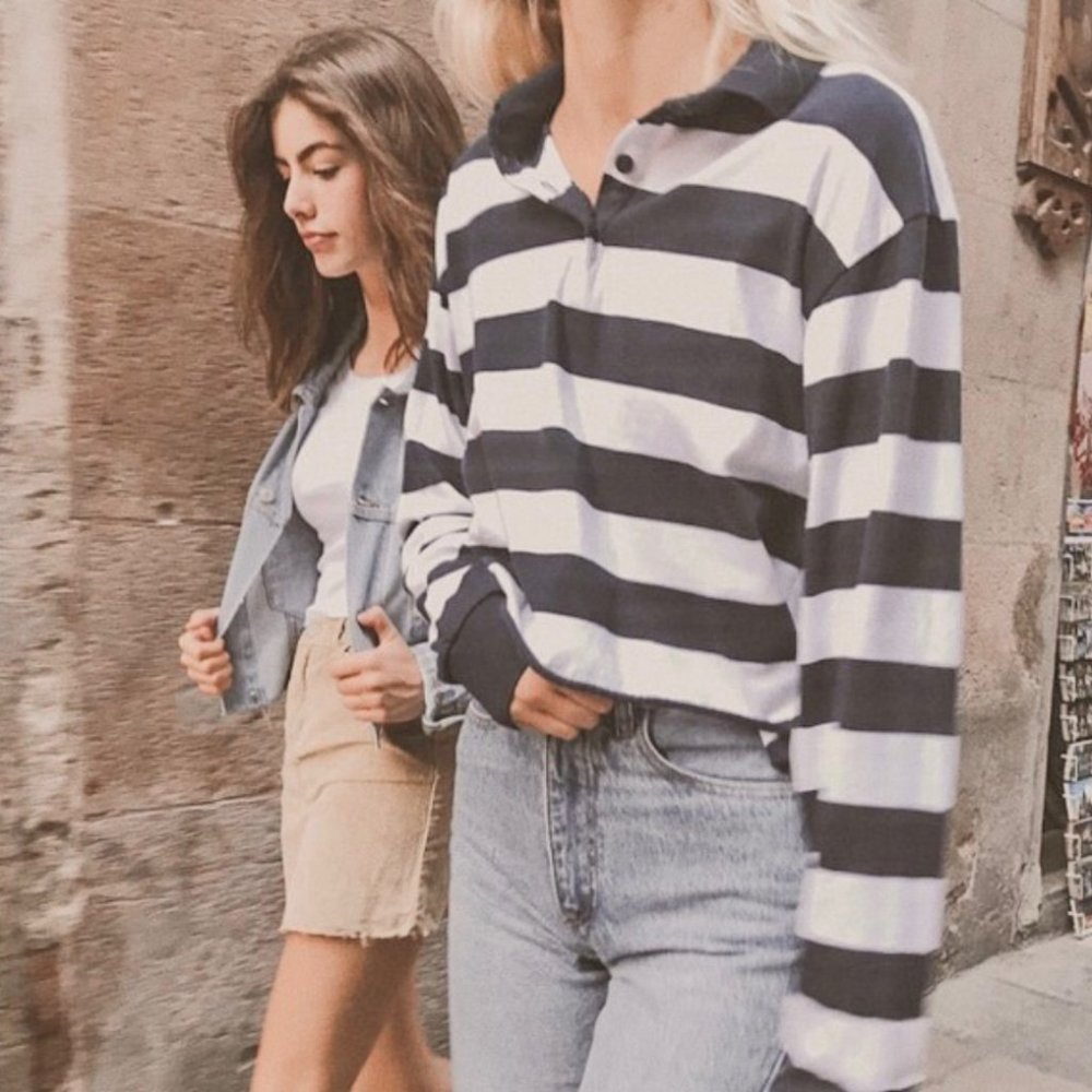 John Galt Striped Polo Long Sleeve